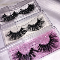 Fournisseur en gros de cils 3D, cils synthétiques en faux vison de 25 mm, cils en soie soyeuse, cils en soie coréenne de qualité supérieure en vrac avec boîte d'emballage