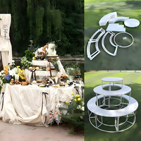Luminaire de célébration en fer forgé en forme de S, étagère circulaire pour desserts, décoration de lieux de mariage, support à fleurs