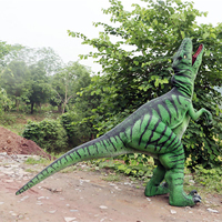 Costume de dinosaure réaliste personnalisé, Vélociraptor vert interactif pour parc d'aventure et exposition pour adultes