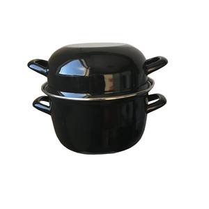 18cm European Enamel Seafood &amp; <strong>Mussel</strong> Soup <strong>Pot</strong> with Glass Lid Induction Compatible Single Bottom for Gas Stoves - Product Image 1