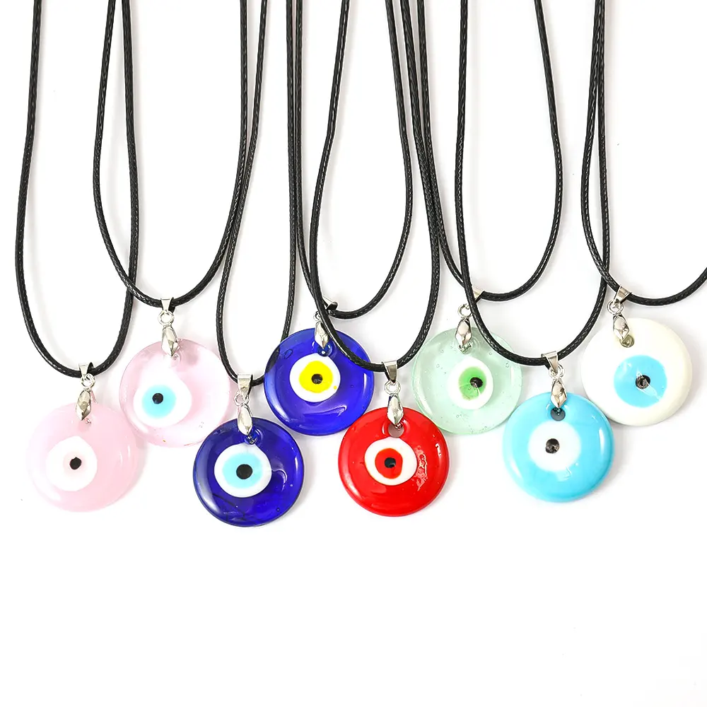 3cm Glass Evil Eye Necklace White Pink Red Blue Eyes Charm Jewelry Good Luck Amulet Evil Eye Necklace Jewelry for Women Men