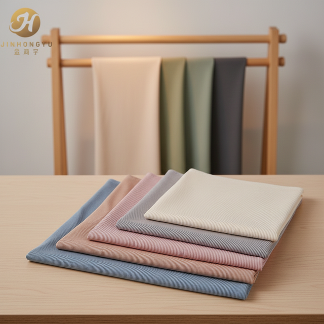 4-directional Elastic Breathable Stretch 92% Polyester 8% Spandex Ribbed Fabric 165GSM Underwear Yoga Pants