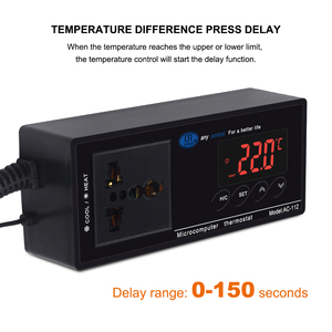 Contrôleur de température numérique LCD pour reptiles AC-112 -40~110°C, résolution 0,1°C, capteur externe, marche/arrêt, plastique, OEM, IP65 - Product Image 1