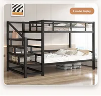 Lit mezzanine moderne king-size pour adultes, en métal, idéal pour dortoir scolaire