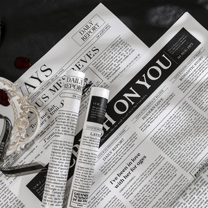 Papel de Seda HUABAN Negro y Blanco con Diseño de Periódico Inglés Nostálgico para Envolver Flores y Regalos, Embalaje de Ropa - Product Image 2