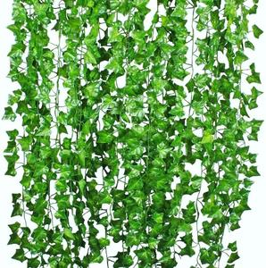 Feuilles de lierre artificielles vertes, feuilles de panier, plante en rotin de 2,2 m, fausses feuilles suspendues, fleurs pour mur de mariage - Product Image 1
