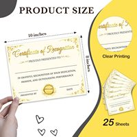 Certificats de reconnaissance personnalisés, certificats de récompense en feuille d'or pour la remise des diplômes scolaires, certificat d'accomplissement vintage