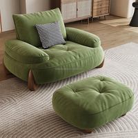 Modernes Minimalistisches Grünes Polyester-Stoffsofa-Set mit Kissen, Optionen für Sessel, Zweisitzer und Ottoman für das Wohnzimmer