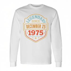 Camiseta de manga larga con estampado de cumpleaños vintage, legendaria desde el 25 de diciembre de 1975 - Product Image 2