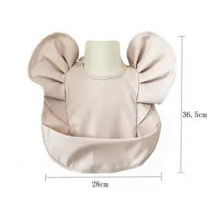 새로운 트렌드 제품 슈퍼 소프트 아기 턱받이 Pu 방수 아기 두건 앞치마