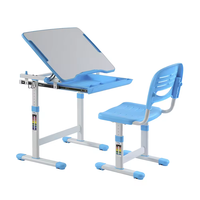 Table d'étude ergonomique réglable en hauteur pour enfants, ensemble bureau et chaise bleu pour enfants