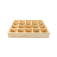 Tiroir en bois polyvalent à 20 compartiments pour bureau à domicile Boîte de rangement au design compact pour chaussettes, panneaux muraux en bois