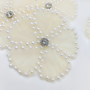 Nouveau 8cm 3D Sequin Fleur Patch rose Avec Coloré Floral Applique Organza Plume <span class=keywords><strong>Strass</strong></span> <span class=keywords><strong>pour</strong></span> <span class=keywords><strong>Vêtements</strong></span> De Mariée Pièces - Product Image 3
