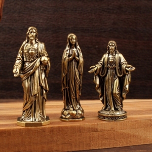 Juego de Jesús y la Virgen María en Latón Vintage - Decoración Religiosa Hecha a Mano para el Hogar OEM - Product Image 5