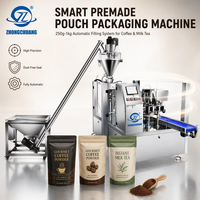 Système de machine d'emballage automatique pour sachets à fond plat préformés de 250g à 1kg, pour crème glacée, poudre de café, thé au lait instantané, etc.