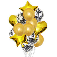 Ensemble de ballons or rose, décoration de fête d'anniversaire de mariage, film d'aluminium pentagramme d'amour