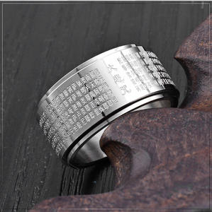 แหวนฟิดเจ็ตสปินเนอร์สำหรับผู้ชายคลาสสิกพุทธจีนสแตนเลสสำหรับบรรเทาความเครียดของผู้ชาย - Product Image 2