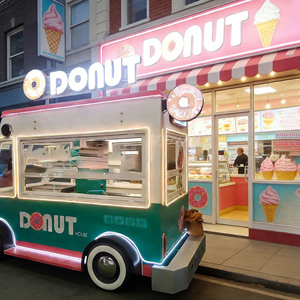 Food Truck de style populaire, cuisine mobile vintage, remorque de restauration, camionnette à café et à glaces - Product Image 2