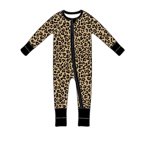 Yihui OEM Custom Baju Tidur Bayi Lengan Panjang Motif Leopard untuk Bayi Perempuan dan Laki-laki Piyama Kasual - Product Image 4