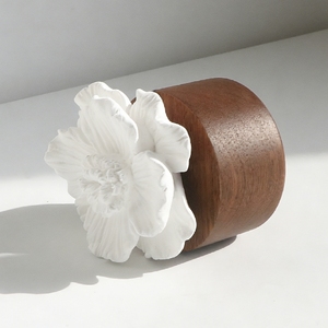 Handmade Porcelain Scented <strong>Ceramic</strong> Flower Aroma Plaster Air Freshener Wooden Based Home Aromatherapy Essential Oil Reed <strong>Diffuser</strong> - Product Image 3