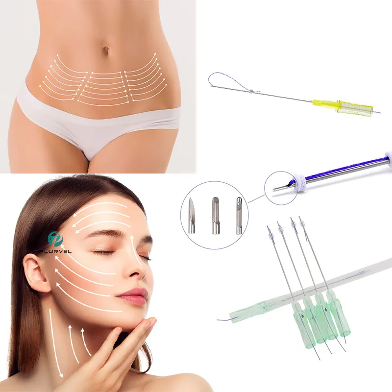 Korean absorbable barbed hilos tensores body lift Korea instalift face thread 3d cog pdo thread with double needle