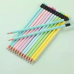 Cadeau promotionnel, vente en gros d'usine, crayons en bois jaunes personnalisés avec logo HB et gomme pour l'écriture des étudiants - Product Image 4