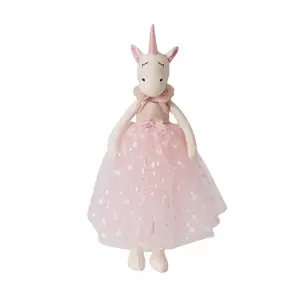 INS Kid's Pink Unicorn Plush Toy Princess Dress Doll Birthday Gift Birthday Holiday Gift Shooting Props For Girl Boy