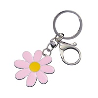 Porte-clés artisanal moderne en métal plaqué or, motif petite marguerite mignonne, avec mousqueton, cadeau personnalisé, 23 ans d'expérience en usine