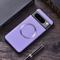 Étui de téléphone magnétique en cuir PU motif litchi motif CD métallique pour Google Pixel 9 PRO XL 8A 7 6 PRO Étui de téléphone de luxe