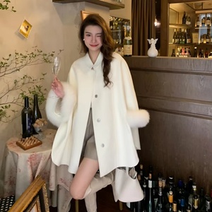 Abrigo de Invierno 2025, Abrigo de Lana Cálido con Piel de Zorro Auténtica para Niñas y Mujeres - Product Image 5