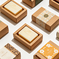 Boîtes rigides écologiques personnalisées imprimées avec gaufrage pour produits de soin et savons, en carton recyclable, avec logo et poignée personnalisés