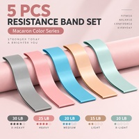Ensemble de bandes de résistance en boucle 5 niveaux, couleurs pastel macaron, en TPE, pour Pilates, fessiers, hanches et jambes, pour femmes, vente en gros, logo personnalisé