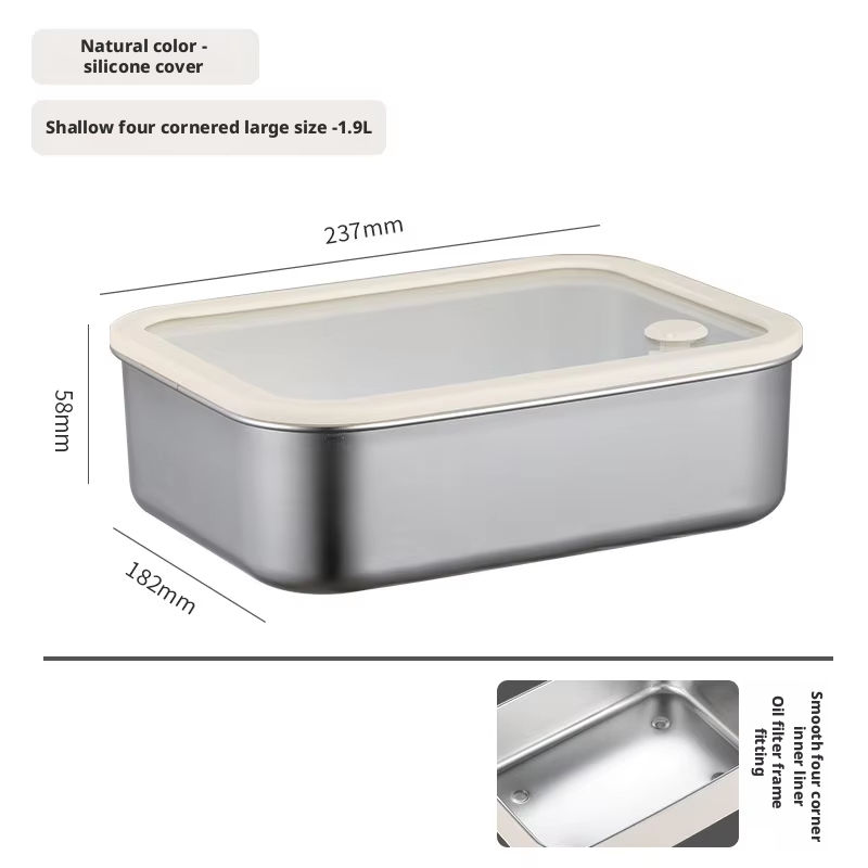 Boîte de conservation fraîcheur argentée, grand format 1900 ml.