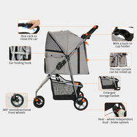 Poussette pour chien pliable de grande capacité pour l'extérieur, écologique, avec porte-gobelet, en tissu Oxford, transporteur pour animaux de compagnie
