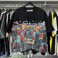NOUVEAU T-shirt BKYS style ample et tendance, imprimé diamant scintillant, effet délavé, patchwork en pur coton, coupe oversize