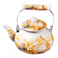 Théière en émail Emaye 1,5L 2,0L 2,5L, bouilloire sifflante en émail, théière en métal, ustensiles de cuisine pour le camping et les pique-niques, écologique, impression intégrale