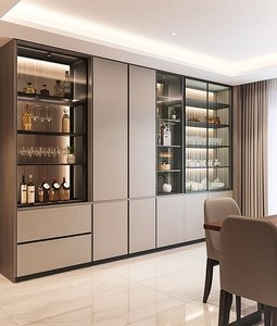 Credenza in Legno su Misura, Resistente all'Umidità, Mobile per Sala da Pranzo Familiare, Caffetteria, Piccolo Bar Domestico - Product Image 3