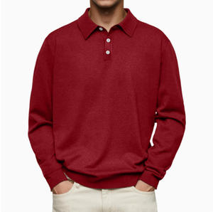 Chemise décontractée pour homme à manches longues, col en V, boutonnée, Dejun, hiver/printemps, polo - Product Image 4