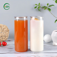 Bouteille de boisson en plastique transparente sans BPA, facile à ouvrir, 350 ml, 500 ml, avec couvercle à languette en aluminium pour eau gazeuse