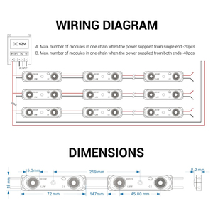 โมดูล LED SMD2835 ความสว่างสูง 12V 24V แสงสีขาว 1.5W 2 LEDs กันน้ำ IP67 สำหรับป้ายไฟตัวอักษร - Product Image 3