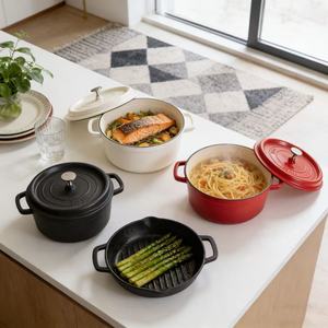 Pentola per Zuppa in <span class=keywords><strong>Ghisa</strong></span> <span class=keywords><strong>Smaltata</strong></span> con Coperchio Smaltato Design Giapponese Facile da Pulire per Fornelli a Gas e a Induzione - Product Image 4