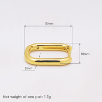 Boucles d'oreilles créoles tendance en forme de U, plaqué or 18 carats, minimalistes, lisses, simples, pour le quotidien, avec fermeture ovale, bijoux d'oreille