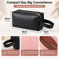 Sac cosmétique intégré en PU, trousse de toilette de voyage légère et portable à double fermeture éclair multi-compartiments pour femmes, rangement de maquillage