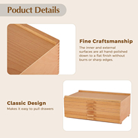 Boîte de rangement pour fournitures d'artiste en bois à 6 tiroirs améliorée avec séparateurs amovibles, organisateur portable en bois de hêtre de qualité supérieure