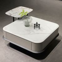 Meubles de salon modernes Tables basses modulaires carrées avec dessus en marbre et tiroirs Cadre d'armoire en bois Meuble TV en pierre