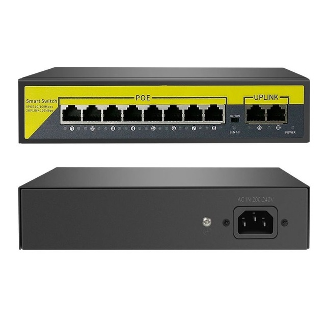 4 Gang 8 Port POE Switch Factory OEM ODM 4CH 8CH Network Switch with 48V 10/100Mbps Ethernet Poe Ports