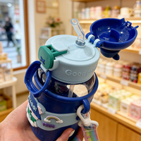 Bouteille d'eau créative en plastique écologique pour adulte avec paille intégrée, 600 ml, portable, compatible lave-vaisselle, idéale pour le sport et comme cadeau