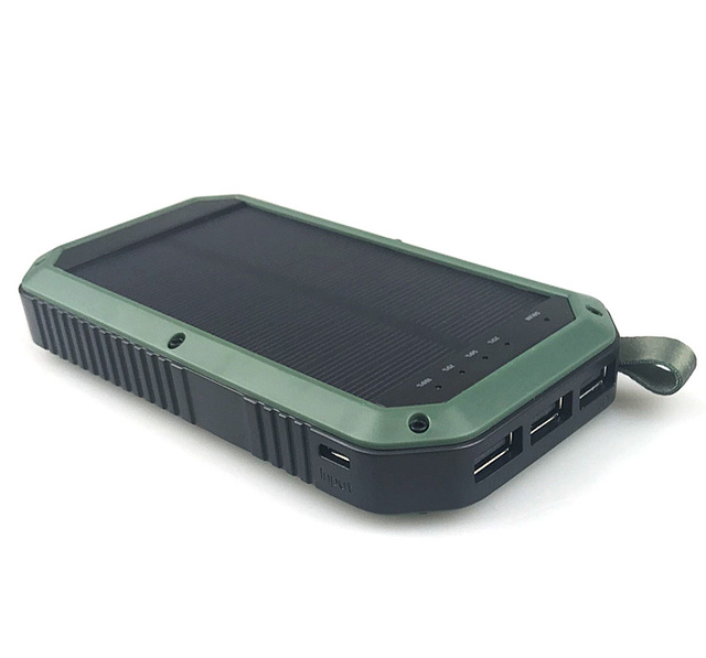 Portable 10000mAh 20000mah Solar Power Bank with USB-C In/Output and LED Flashlights for iPhone Samsung for Travel