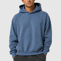 Sweat-shirt à capuche personnalisé en tricot gaufré 310 g/m² pour homme, coupe oversize, capuche croisée sans cordons, poche kangourou, style vintage décontracté