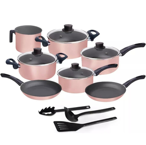 High Quality Modern Cooking <b>Pots</b> <b>and</b> <b>Pans</b> Clear Glass Lids 14-Piece Non-stick Aluminum Cookware Set - Product Image 1